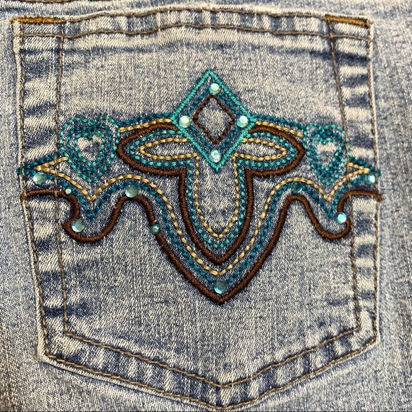 SO Stretch Embellished Jeans Turquoise Stitching - Picture 6 of 16